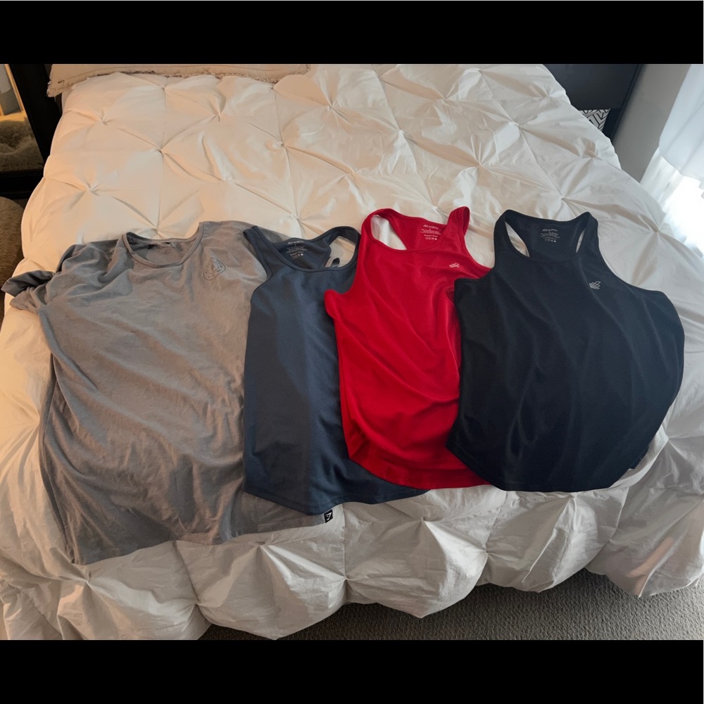 Gymshark golds gym shirt and Jed North tanks